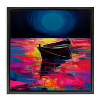 Stupell Industries Ethereal Cruiser Boat Transportation Painting Black Floater Framed Canvas Art Print Wall Art, 18 x 18