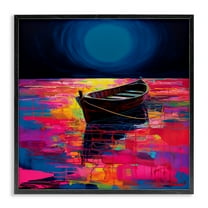 Stupell Industries Ethereal Cruiser Boat Transportation Painting Black Framed Art Print Wall Art, 12 x 12