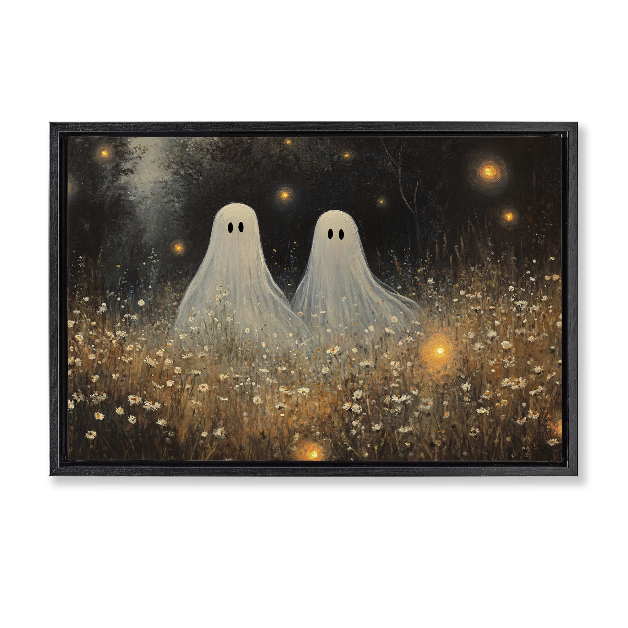 Stupell Industries Ethereal Ghost Twins Black Framed Floater Canvas Wall Art, design by Jacky Ngan