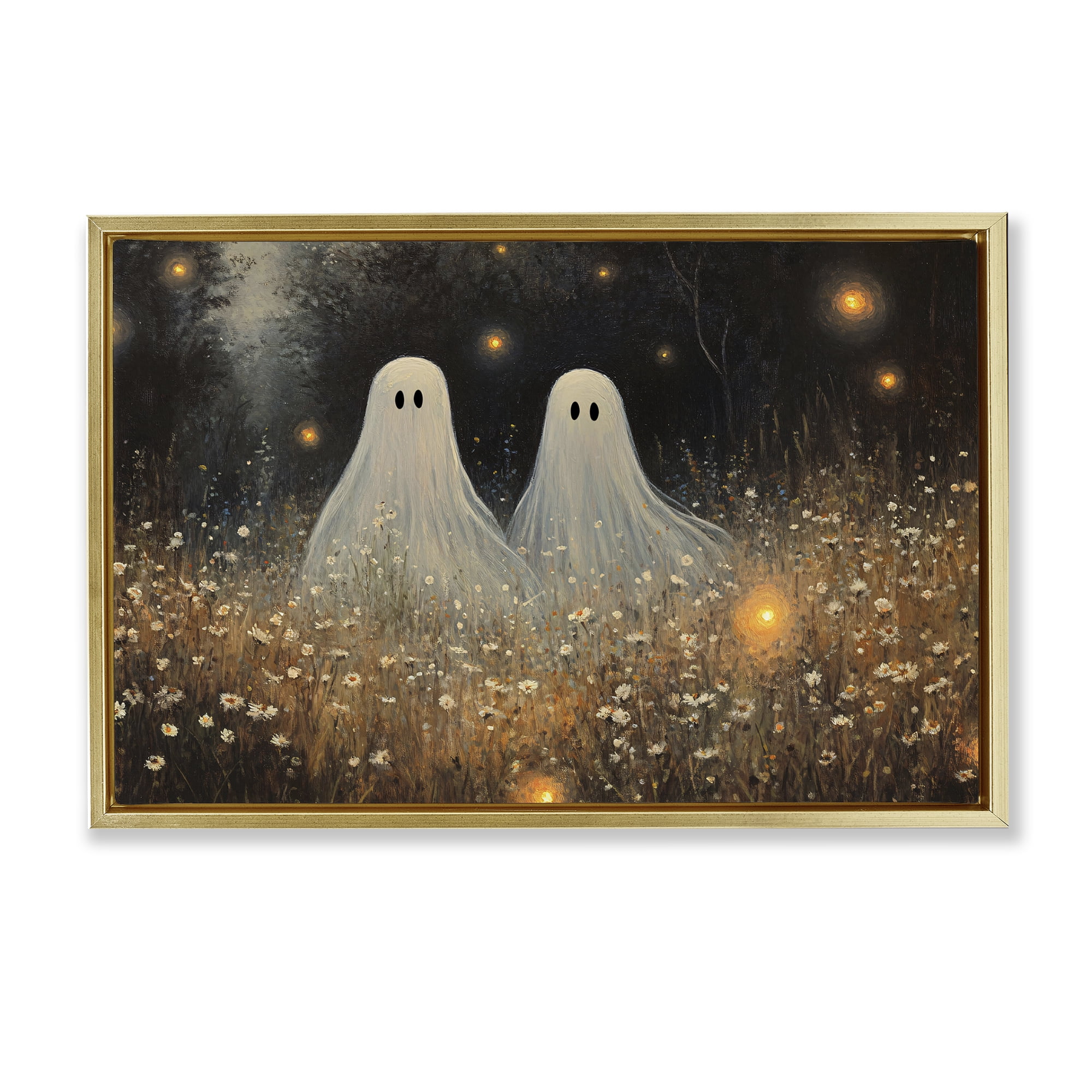 Stupell Industries Ethereal Ghost Twins Gold Framed Floater Canvas Wall Art, design by Jacky Ngan
