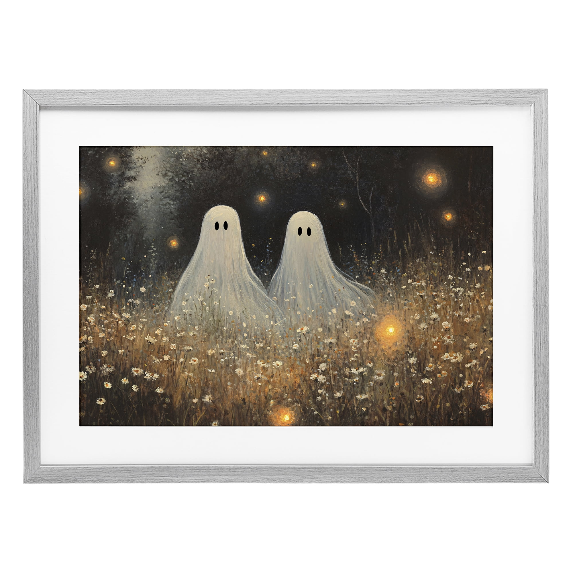 Stupell Industries Ethereal Ghost Twins Gray Framed Print Under Glass, design by Jacky Ngan