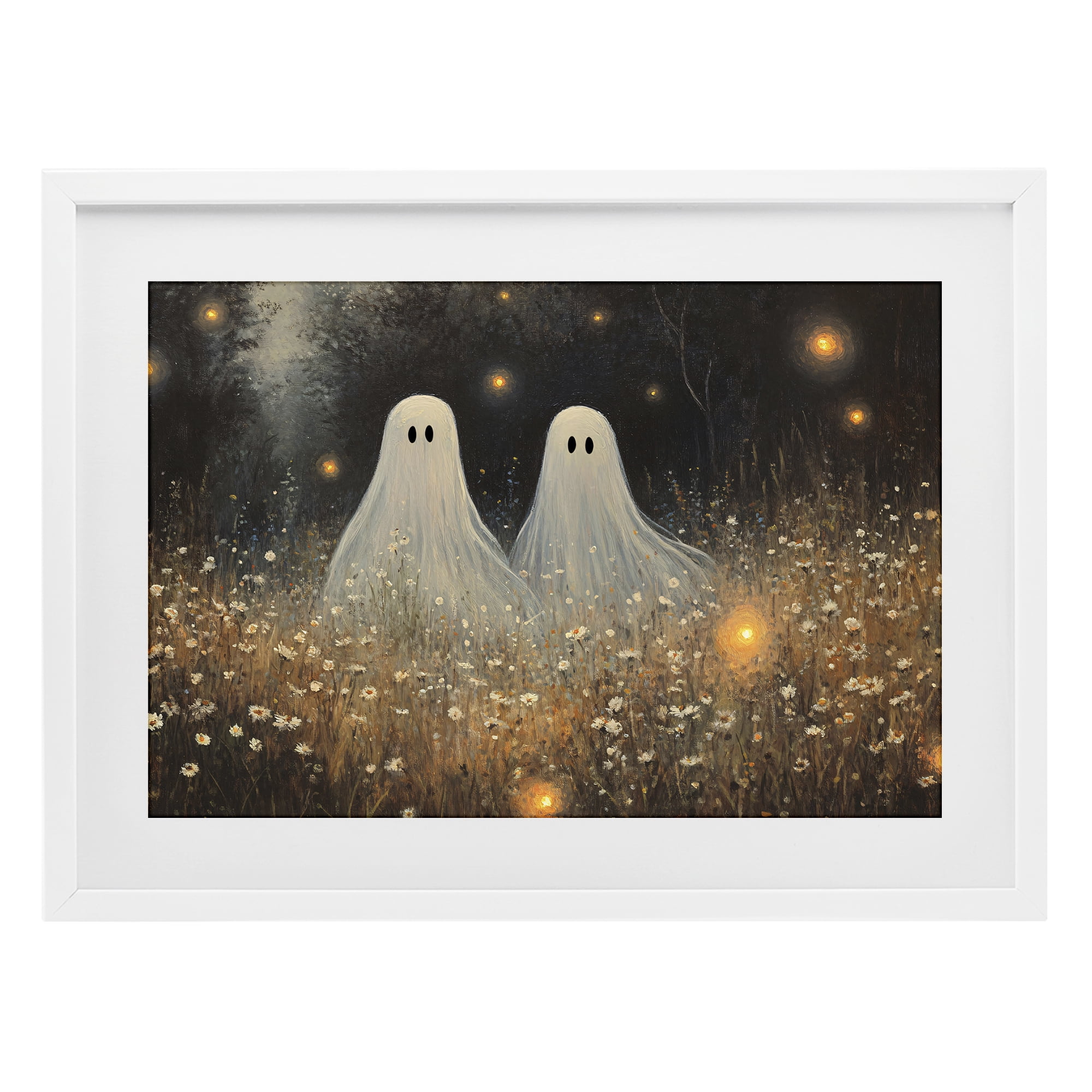 Stupell Industries Ethereal Ghost Twins White Framed Print Under Glass, design by Jacky Ngan