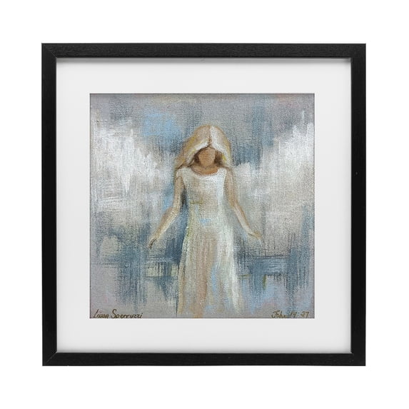 Stupell Industries Victorian Ethereal Peace Angel Black Framed Print Under Glass, 13 x 13, by Linda Sperruzzi