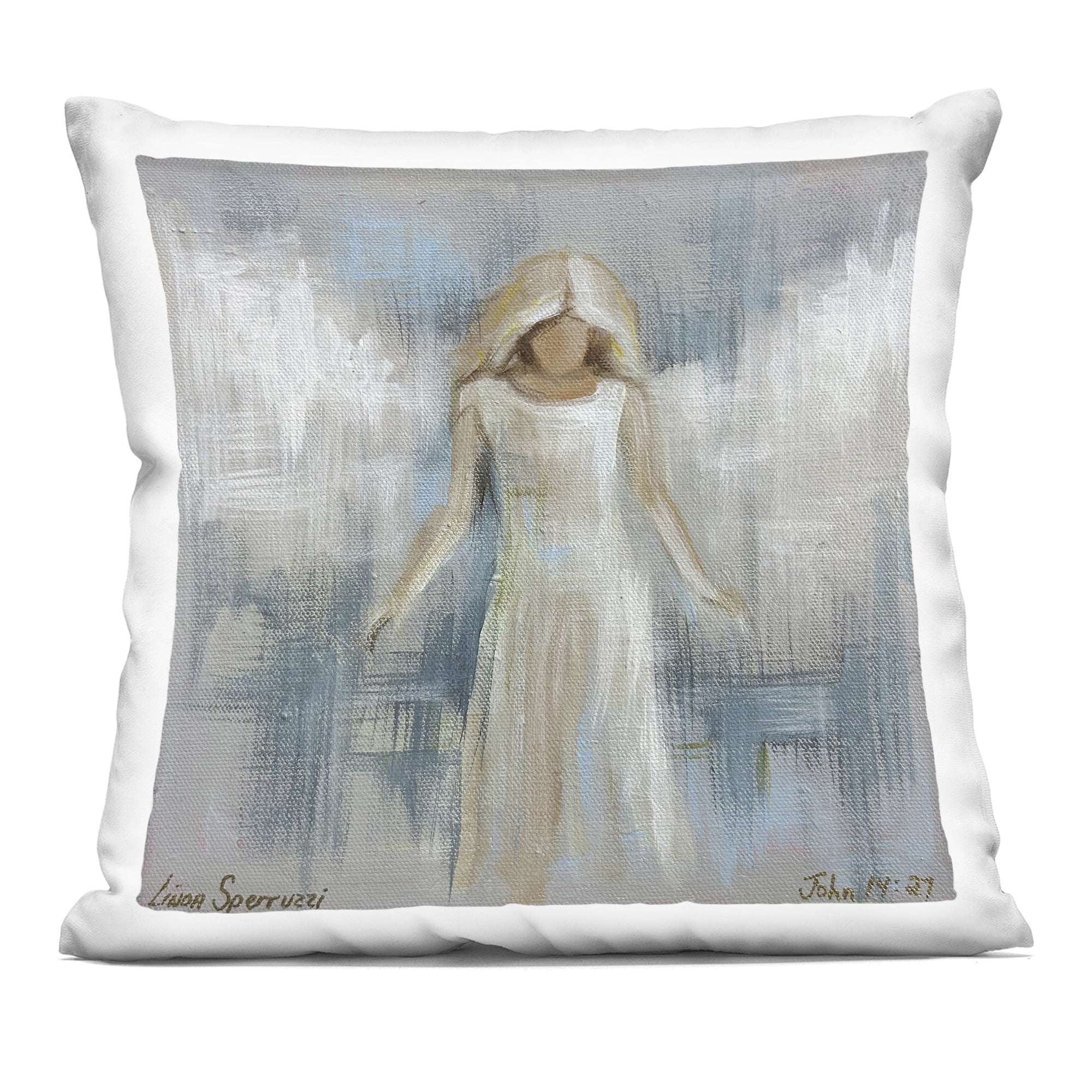 Stupell Industries Ethereal Peace Angel Decorative Printed Throw Pillow, design by Linda Sperruzzi, 18 x 7 x 18