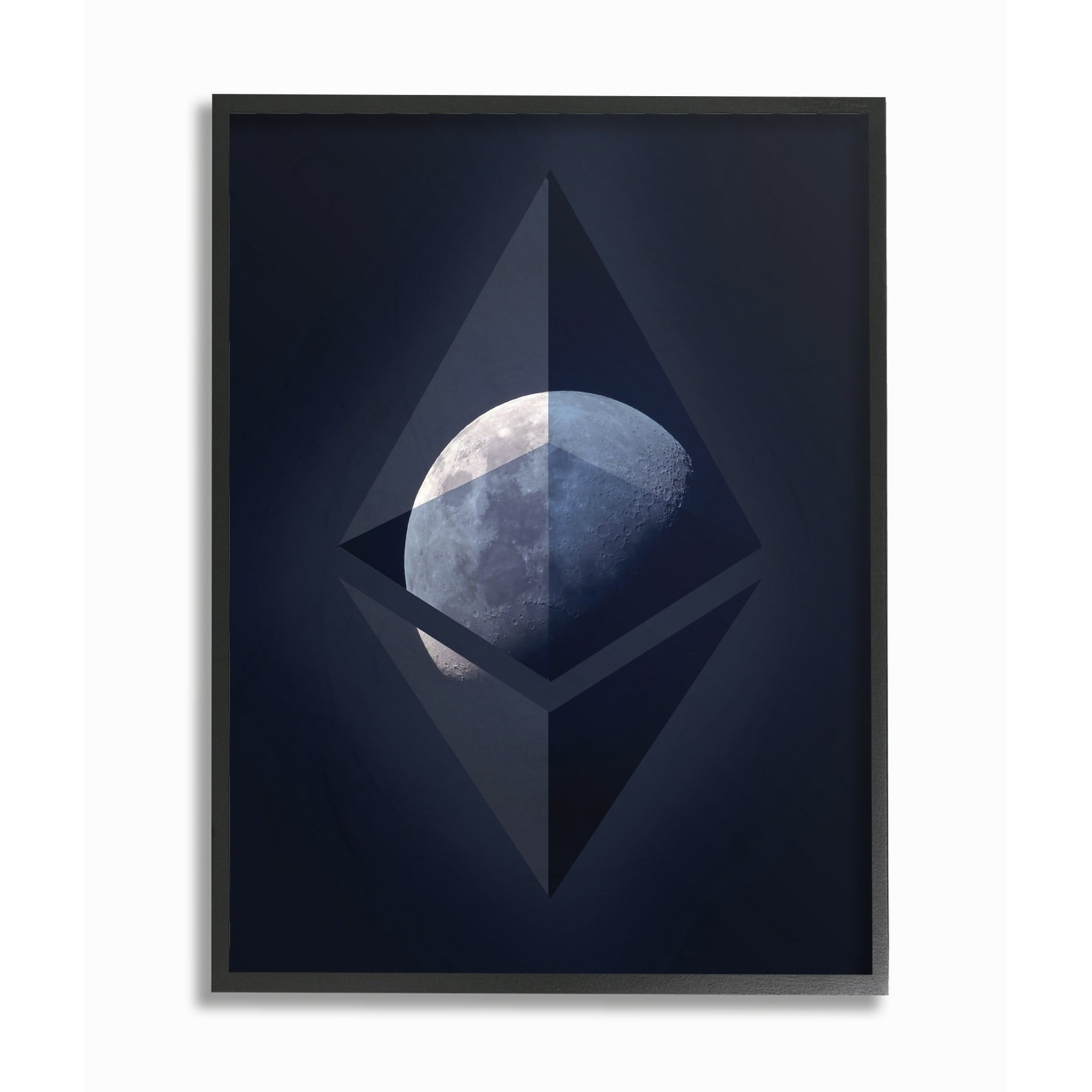 Stupell Industries Ethereum On The Moon Abstract Painting Black Framed Art Print Wall Art, 11 x 14