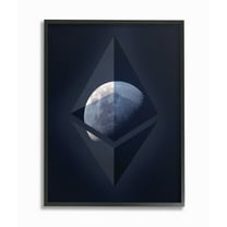 Stupell Industries Ethereum On The Moon Abstract Painting Black Framed Art Print Wall Art, 11 x 14