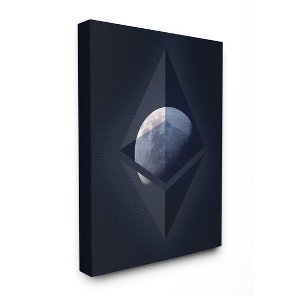 Stupell Industries Ethereum On The Moon Abstract Painting Gallery Wrapped Canvas Art Print Wall Art, 16 x 20
