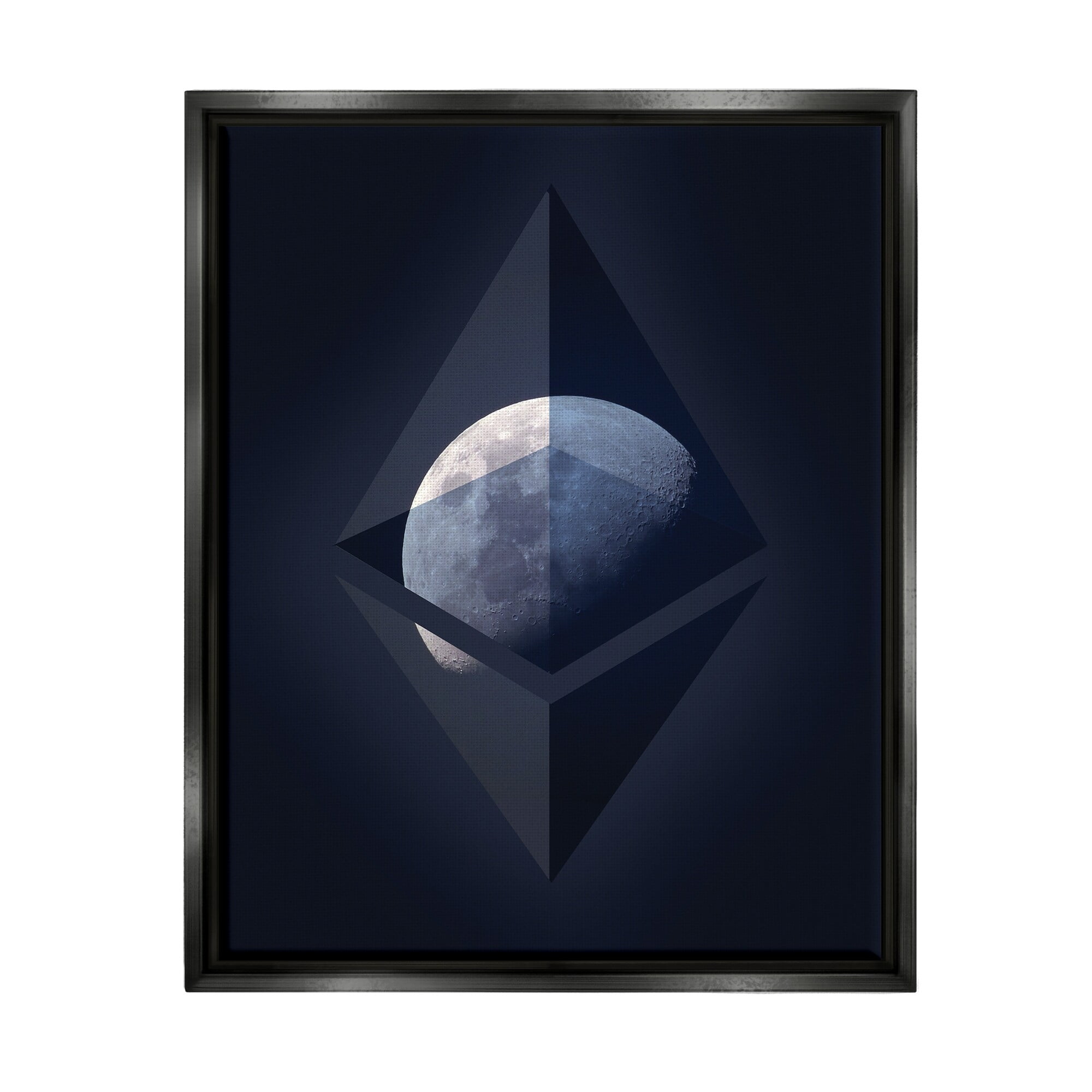 Stupell Industries Ethereum On The Moon Jet Black Framed Floating Canvas Wall Art, 24x30, by Daphne Polselli