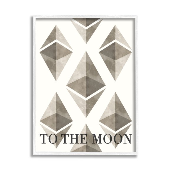 Stupell Industries Ethereum To The Moon Graphic Art White Framed Art Print Wall Art, 11x14, by Daphne Polselli