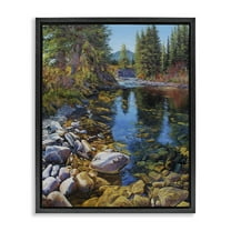 Stupell Industries Etherington Creek View Landscape & Nature Painting Black Floater Framed Canvas Art Print Wall Art, 17 x 21