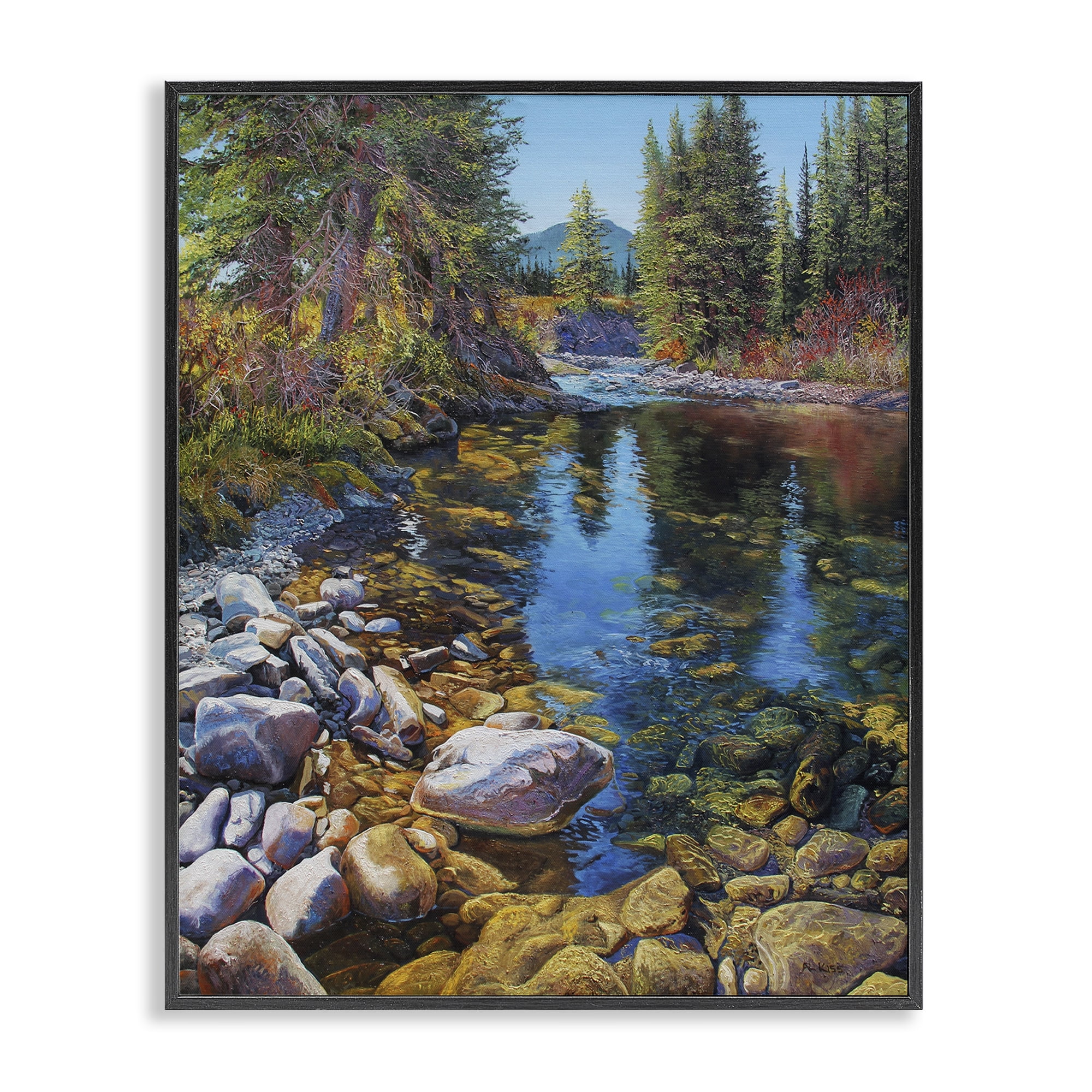 Stupell Industries Etherington Creek View Landscape & Nature Painting Black Framed Art Print Wall Art, 16 x 20