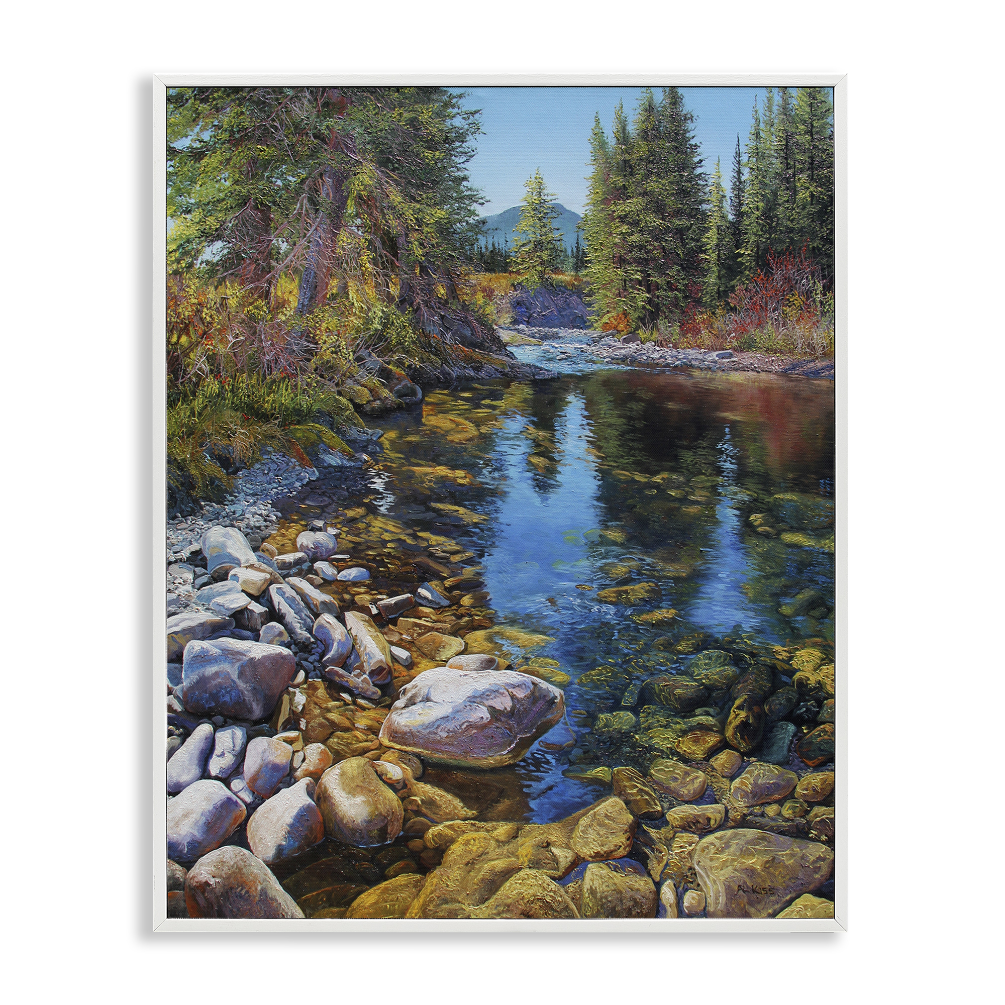 Stupell Industries Etherington Creek View Landscape & Nature Painting White Framed Art Print Wall Art, 16 x 20