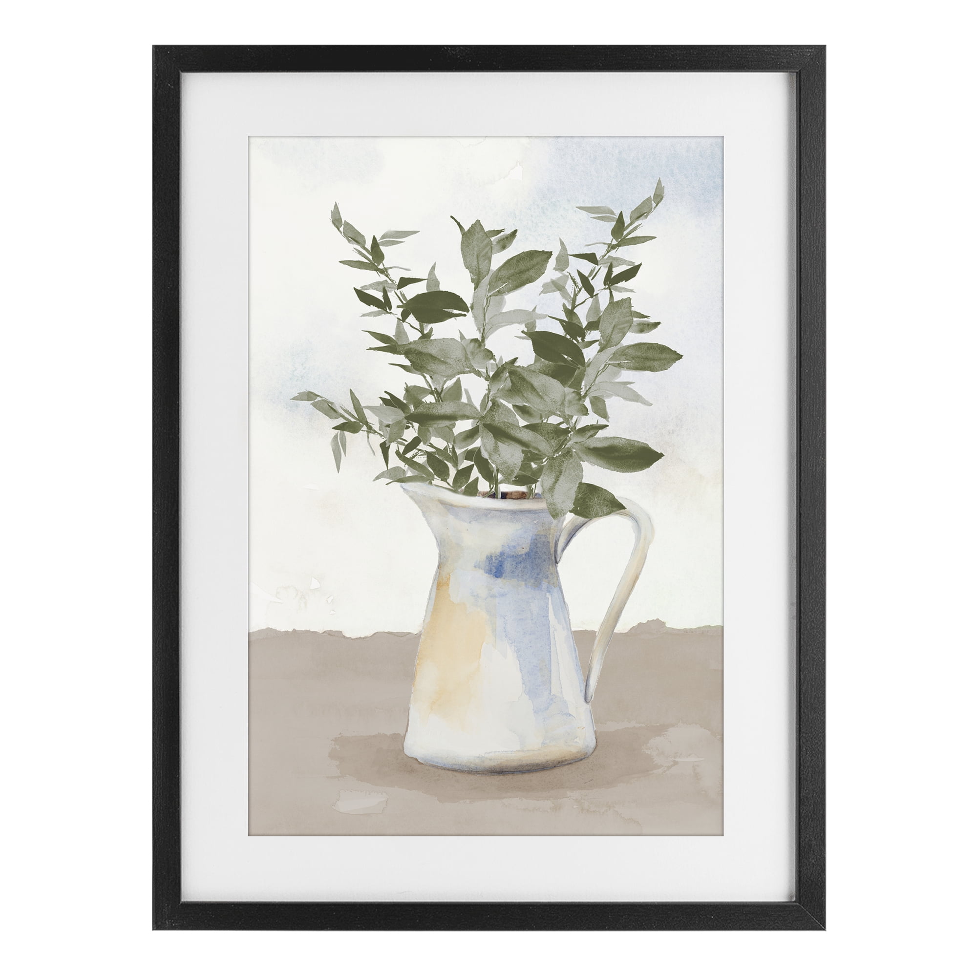 Stupell Industries Eucalyptus Botanicals Vase Black Framed Print Under Glass, design by Lanie Loreth