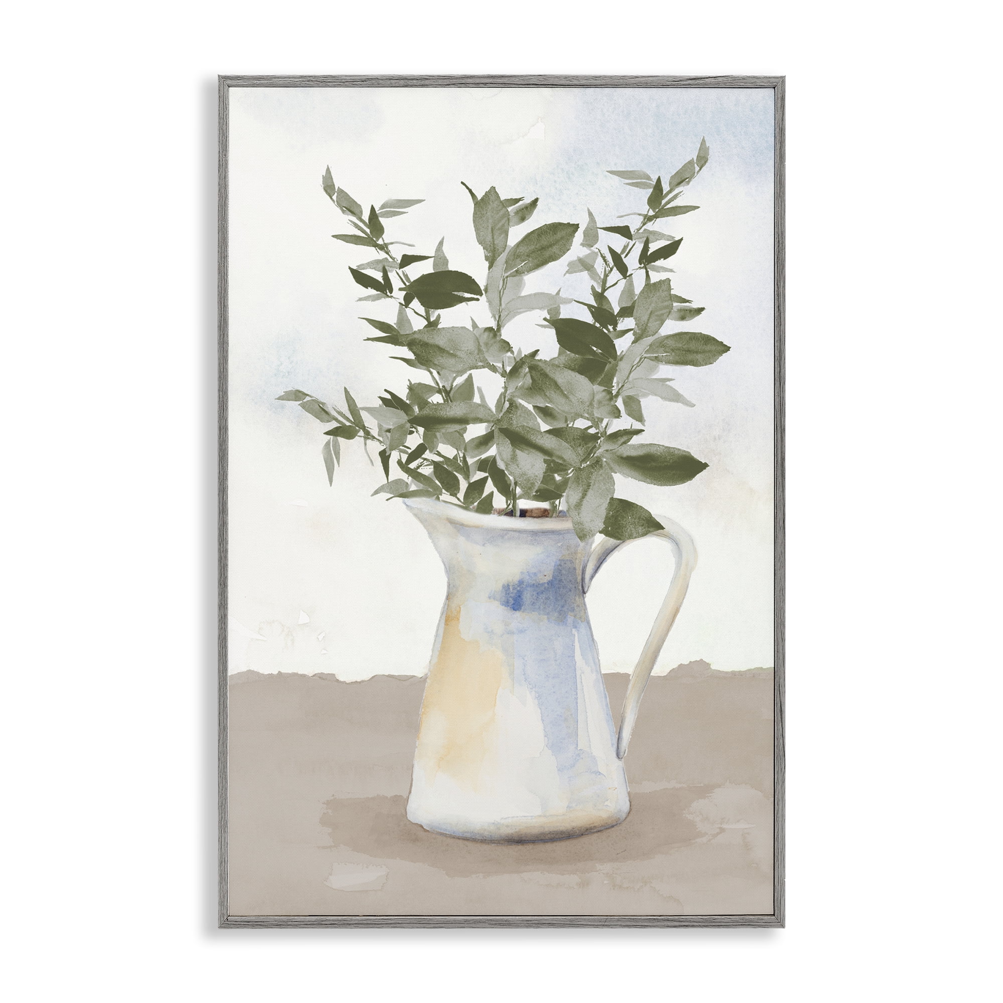 Stupell Industries Eucalyptus Botanicals Vase Gray Framed Giclee Art, design by Lanie Loreth