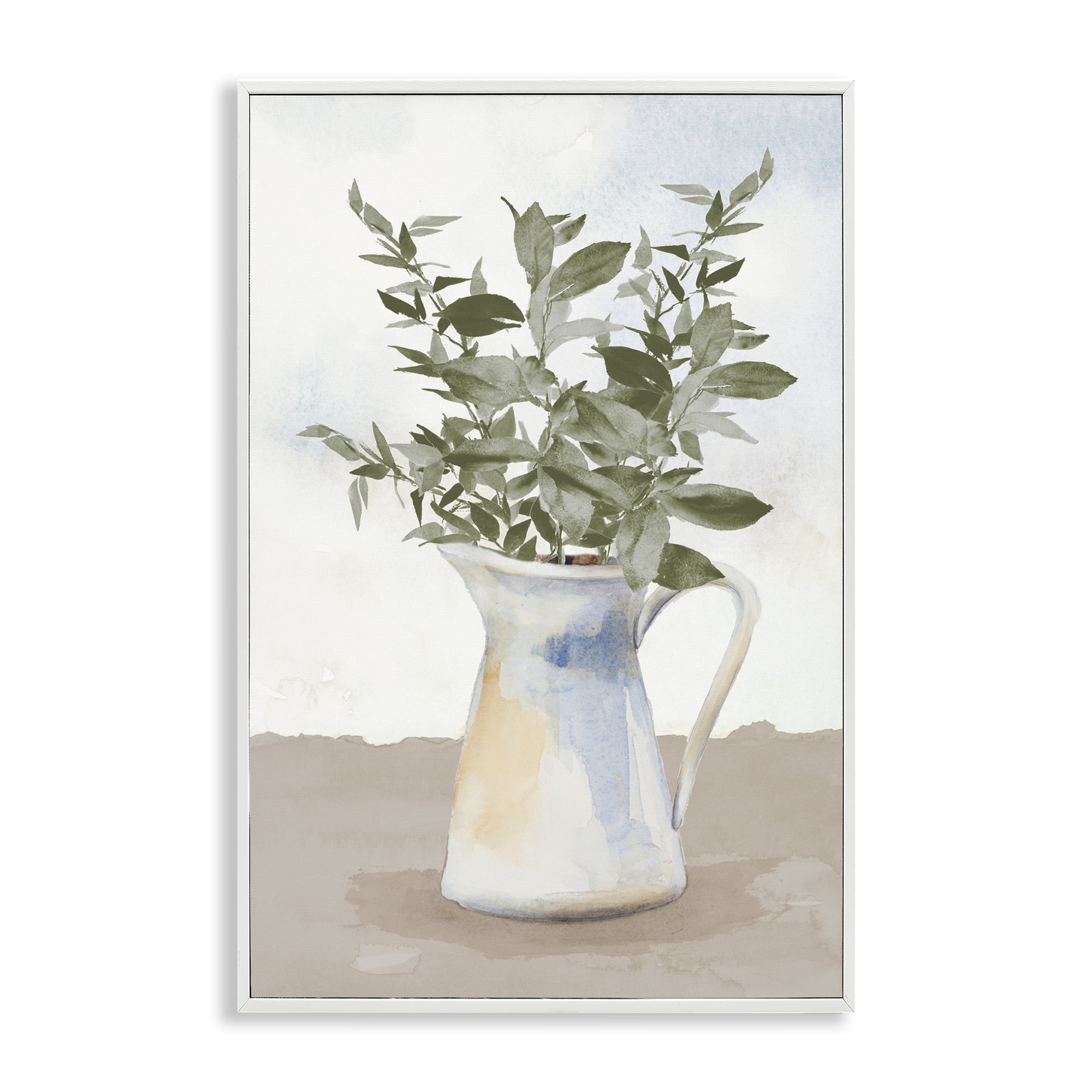 Stupell Industries Eucalyptus Botanicals Vase White Framed Giclee Art, design by Lanie Loreth