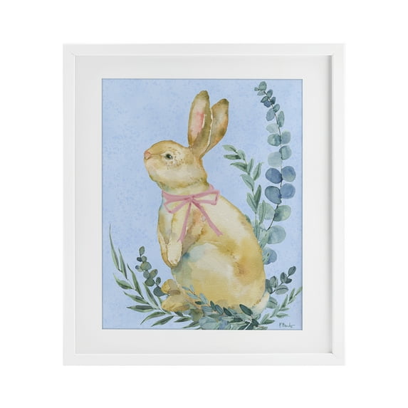 Stupell Industries Eucalyptus Bunny on Blue White Framed Print Under Glass design by Paul Brent, 21 x 17