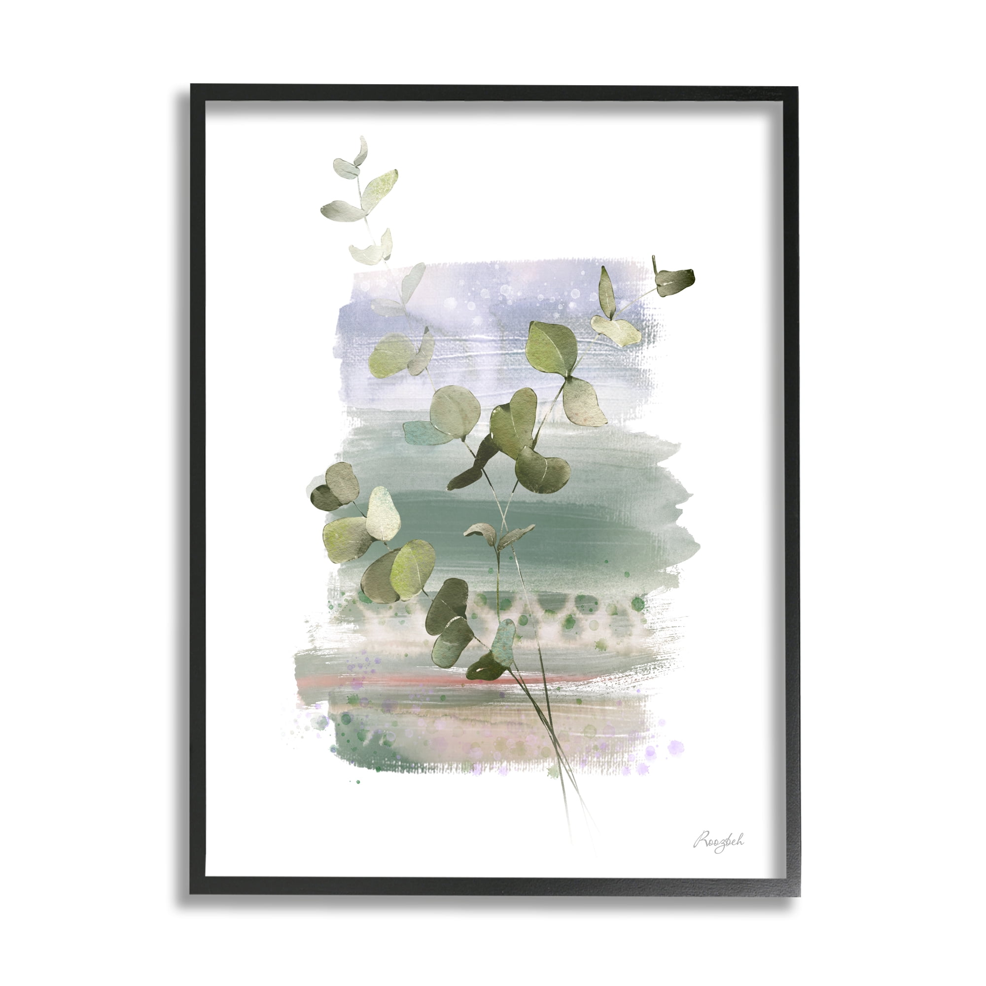 Stupell Industries Eucalyptus Herb Painting Botanical & Floral Painting Black Framed Art Print Wall Art, 16 x 20