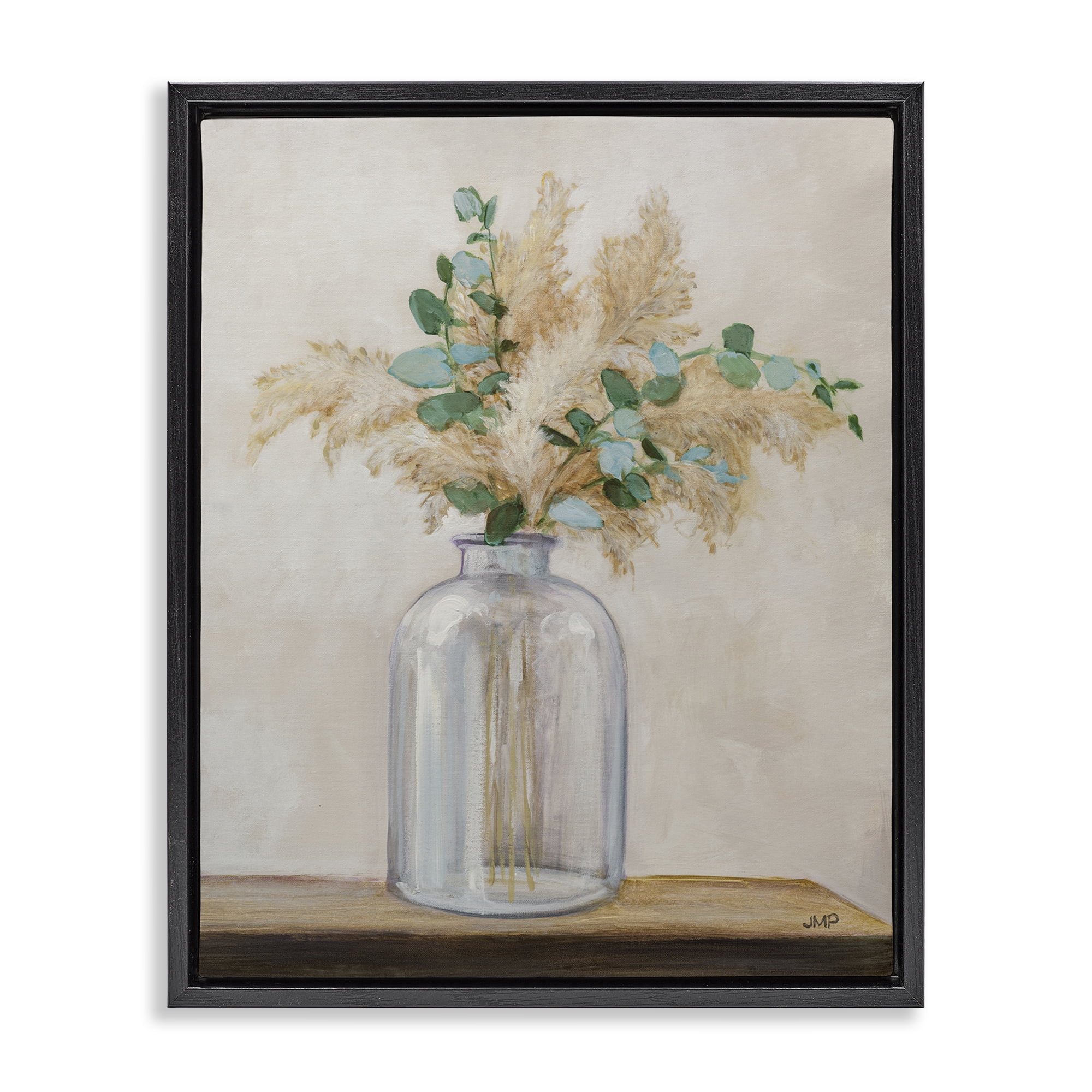 Stupell Industries Eucalyptus Herb Vase Botanical & Floral Painting Black Floater Framed Art Print Wall Art, 17 x 21