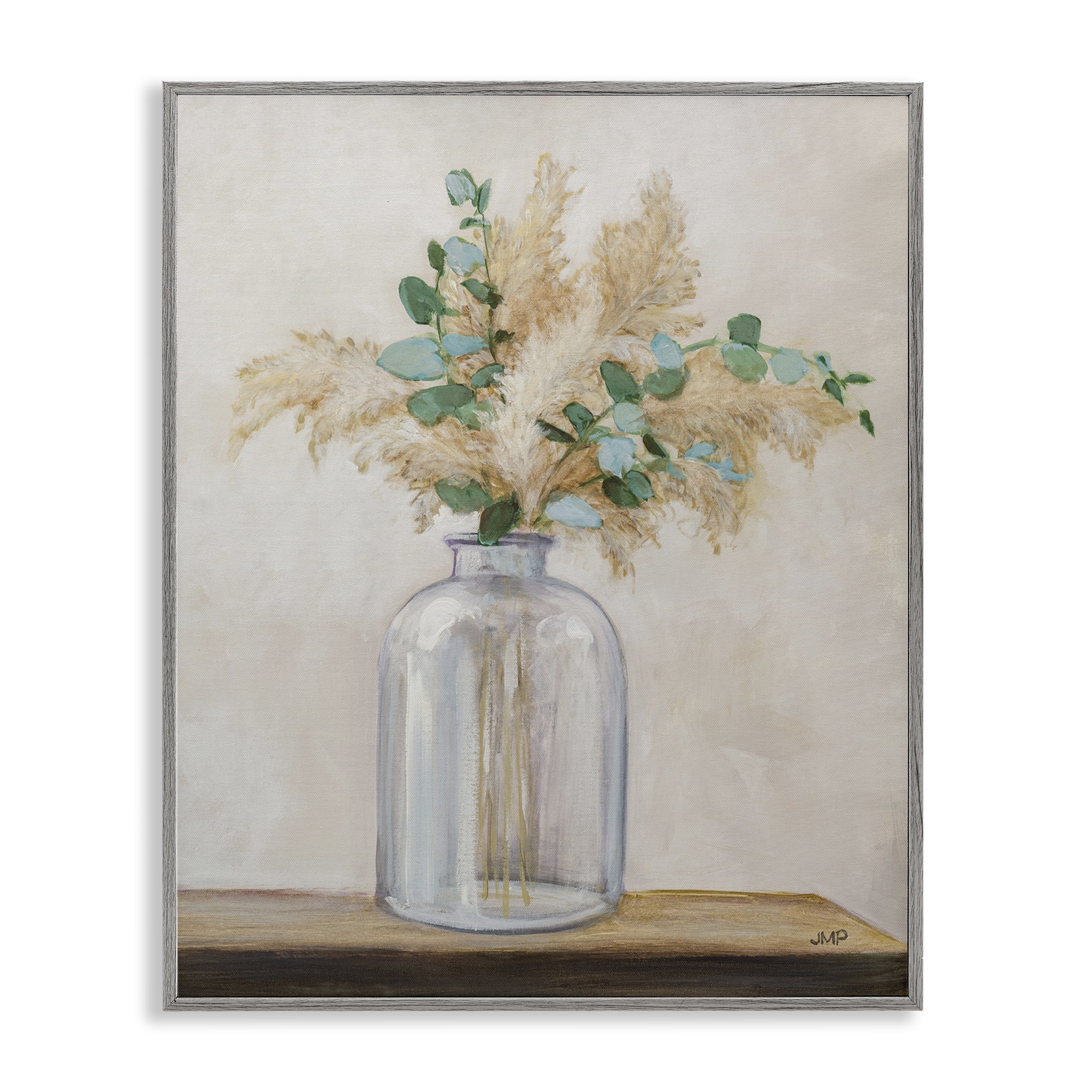 Stupell Industries Eucalyptus Herb Vase Botanical & Floral Painting Gray Framed Art Print Wall Art, 24 x 30