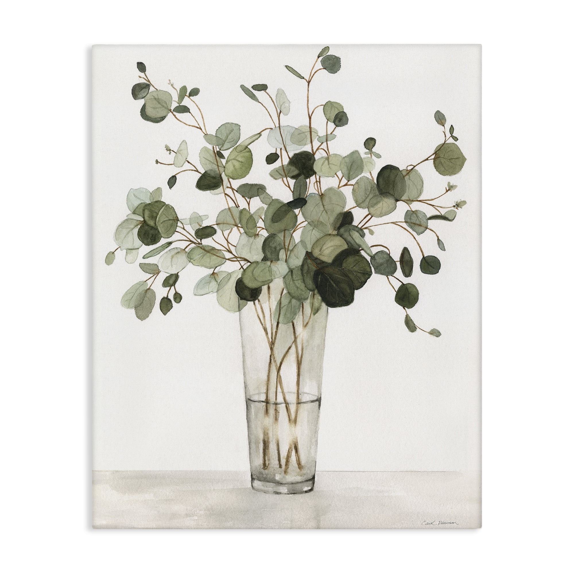 Stupell Industries Eucalyptus Herbs in Glass Floral Painting Wrapped Canvas Canvas Art Print Wall Art, 24 x 30