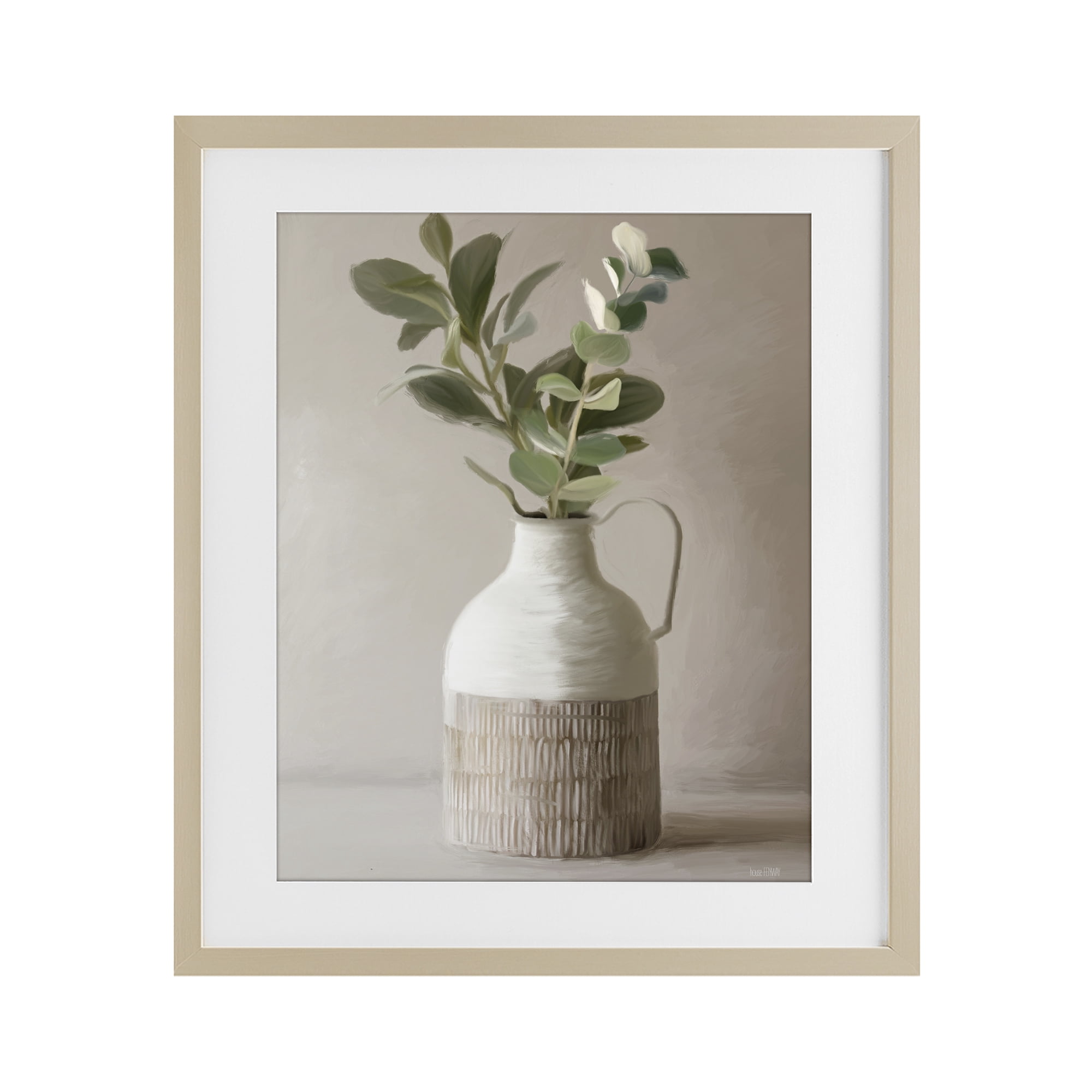 Stupell Industries Eucalyptus In Vase Birch Framed Print Under Glass, design by House Fenway