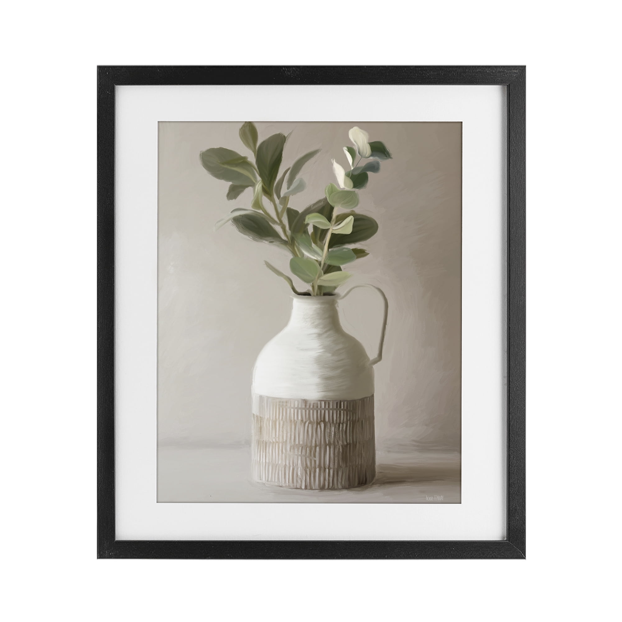 Stupell Industries Eucalyptus In Vase Black Framed Print Under Glass, design by House Fenway