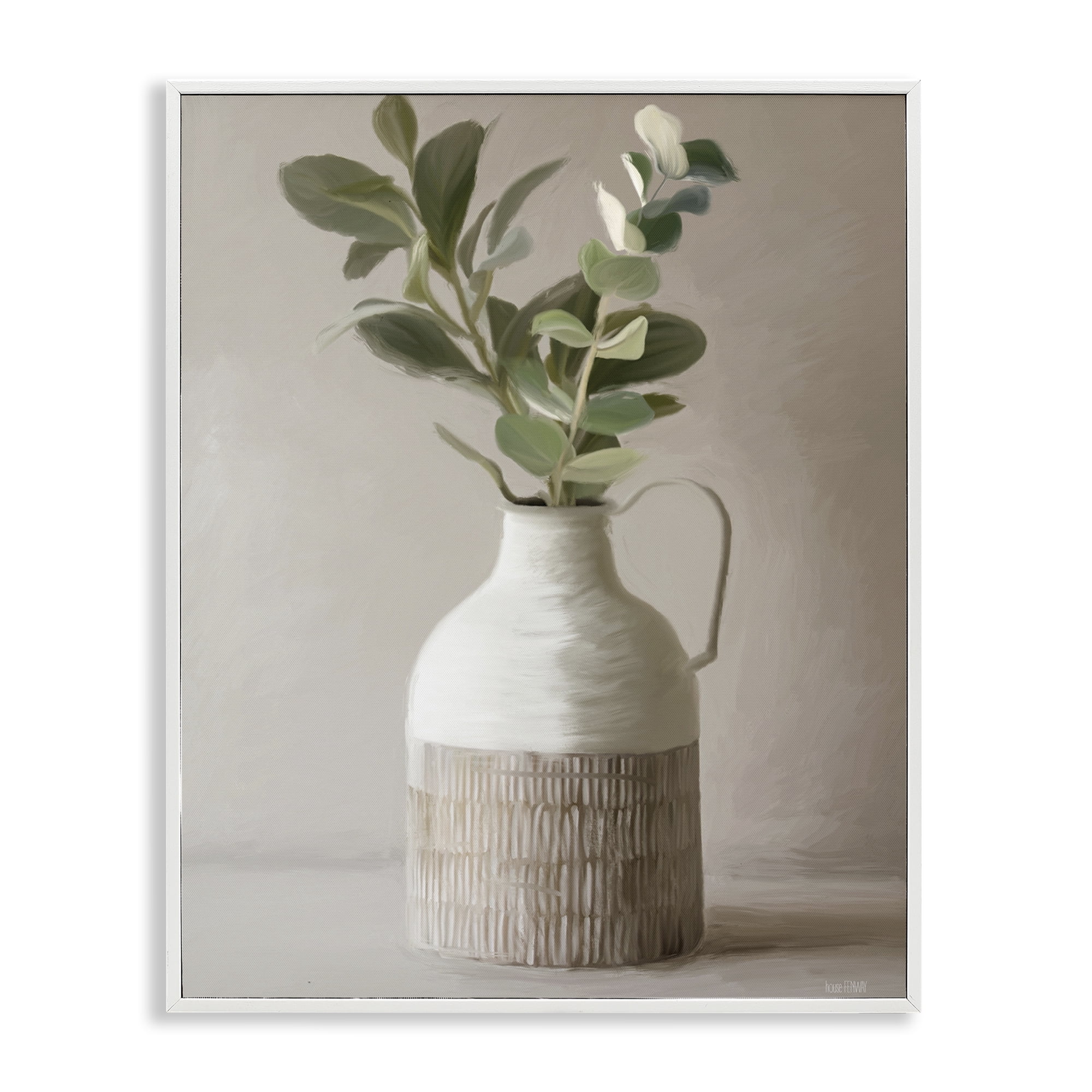 Stupell Industries Eucalyptus In Vase White Framed Giclee Art, design by House Fenway