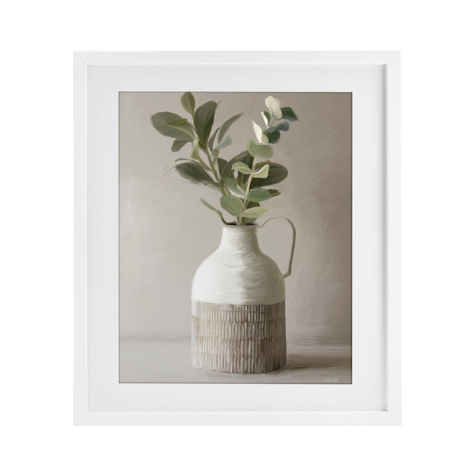 Stupell Industries Eucalyptus In Vase White Framed Print Under Glass, design by House Fenway