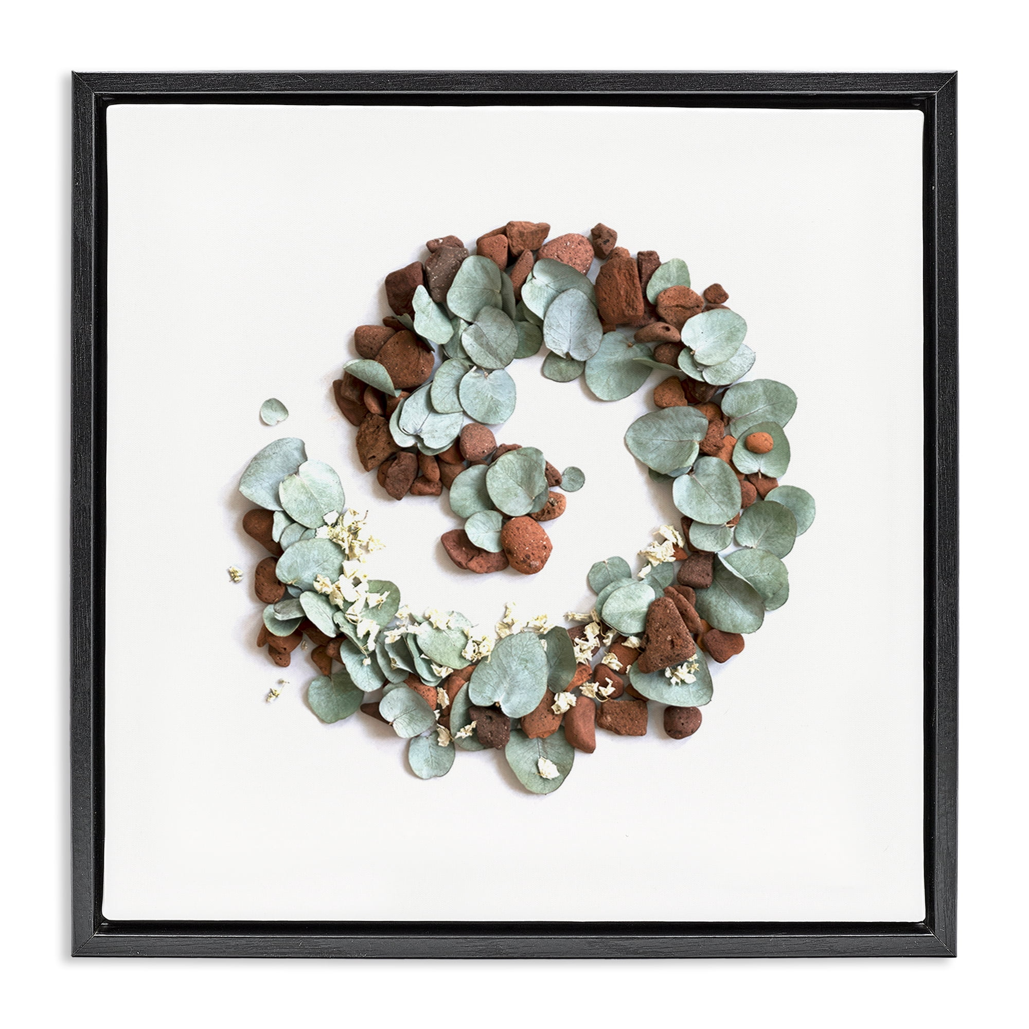 Stupell Industries Eucalyptus & Pebbles Spiral Black Framed Floater Canvas Wall Art, design by Beth Adoette