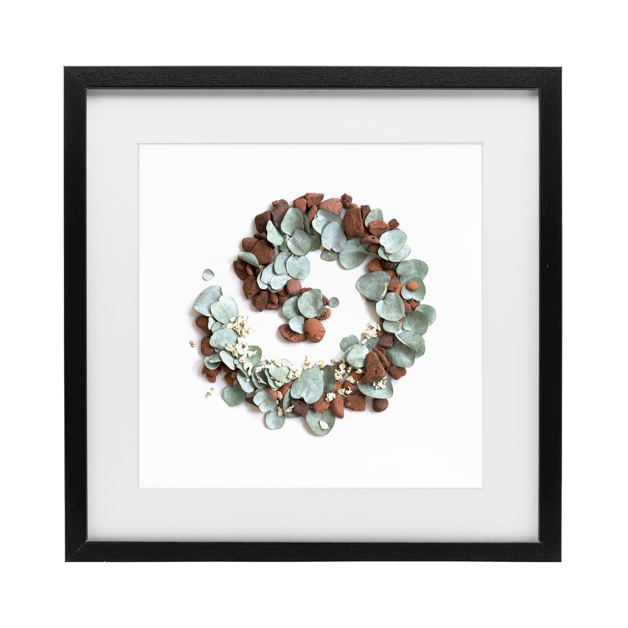Stupell Industries Eucalyptus & Pebbles Spiral Black Framed Print Under Glass, design by Beth Adoette