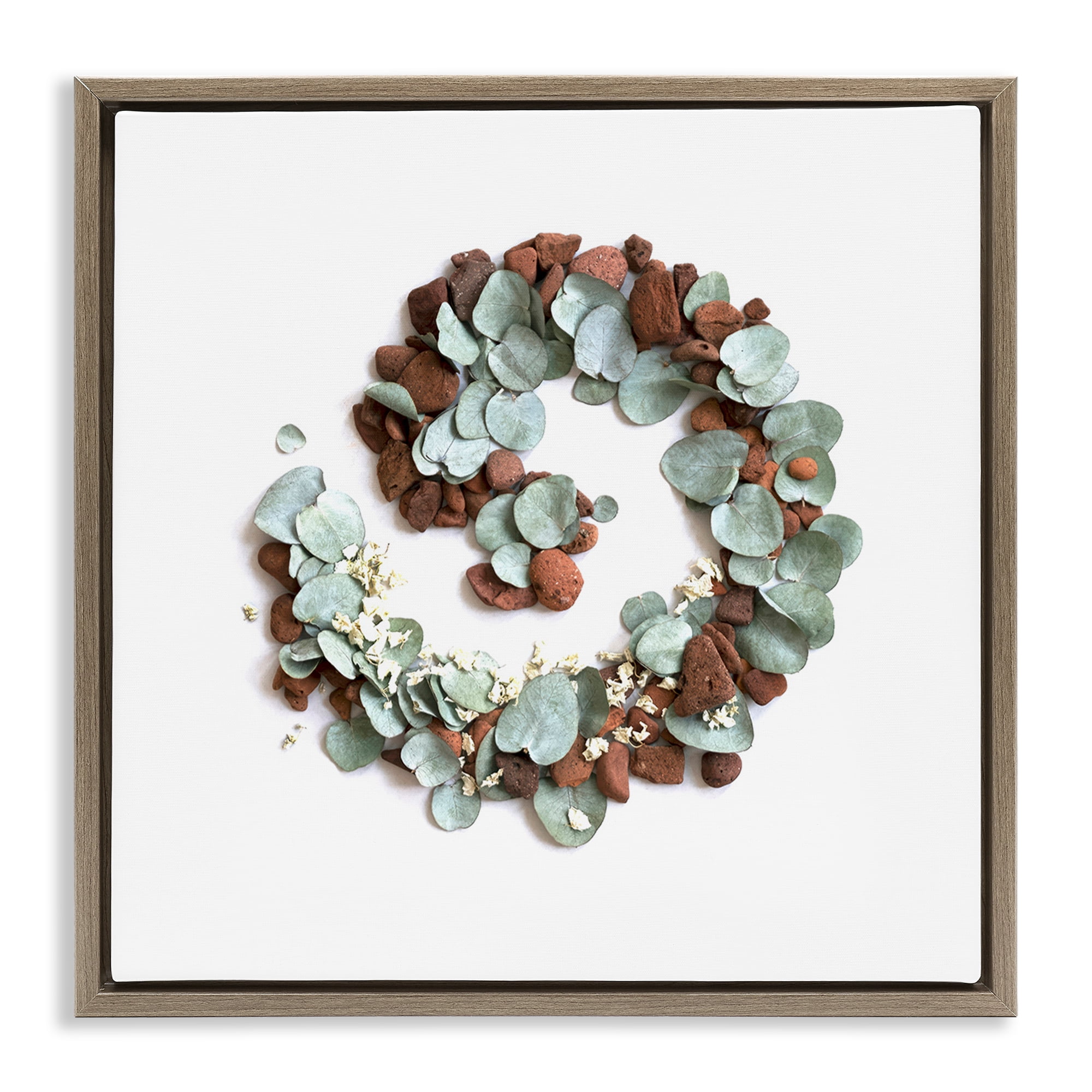 Stupell Industries Eucalyptus & Pebbles Spiral Brown Framed Floater Canvas Wall Art, design by Beth Adoette