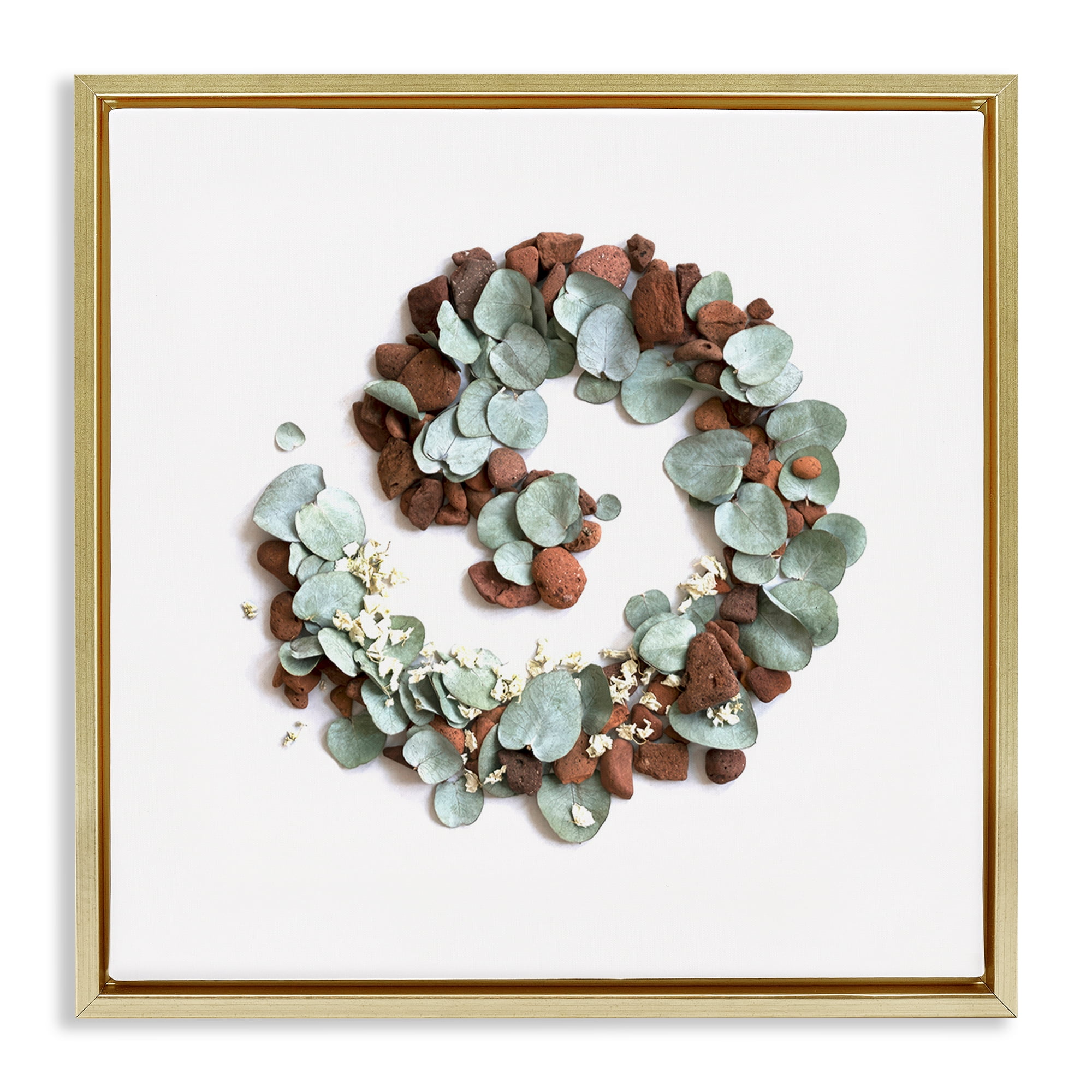 Stupell Industries Eucalyptus & Pebbles Spiral Gold Framed Floater Canvas Wall Art, design by Beth Adoette