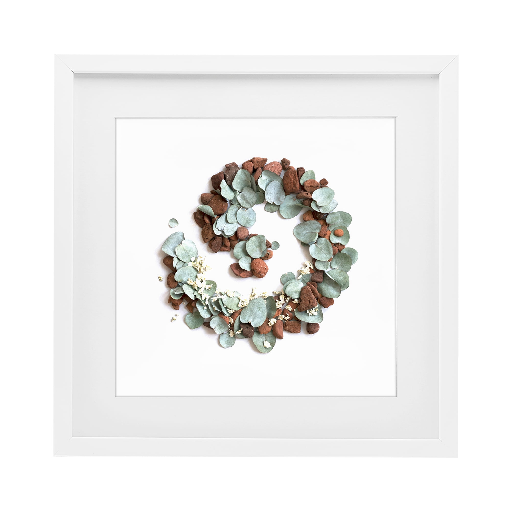 Stupell Industries Eucalyptus & Pebbles Spiral White Framed Print Under Glass, design by Beth Adoette