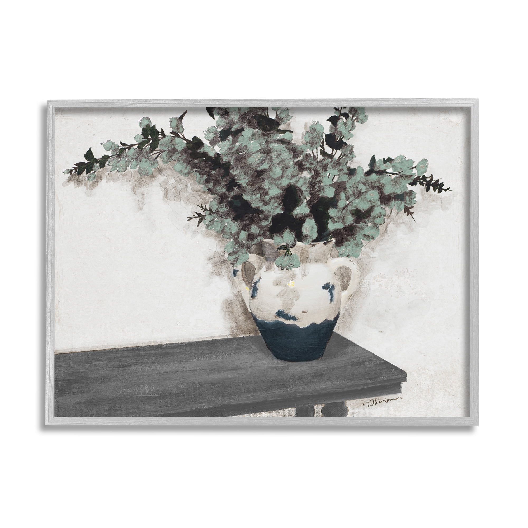 Stupell Industries Eucalyptus Plant Pot Realistic Rustic Botanical Country Painting,20 x 16, Design by Tiffany Hakimipour