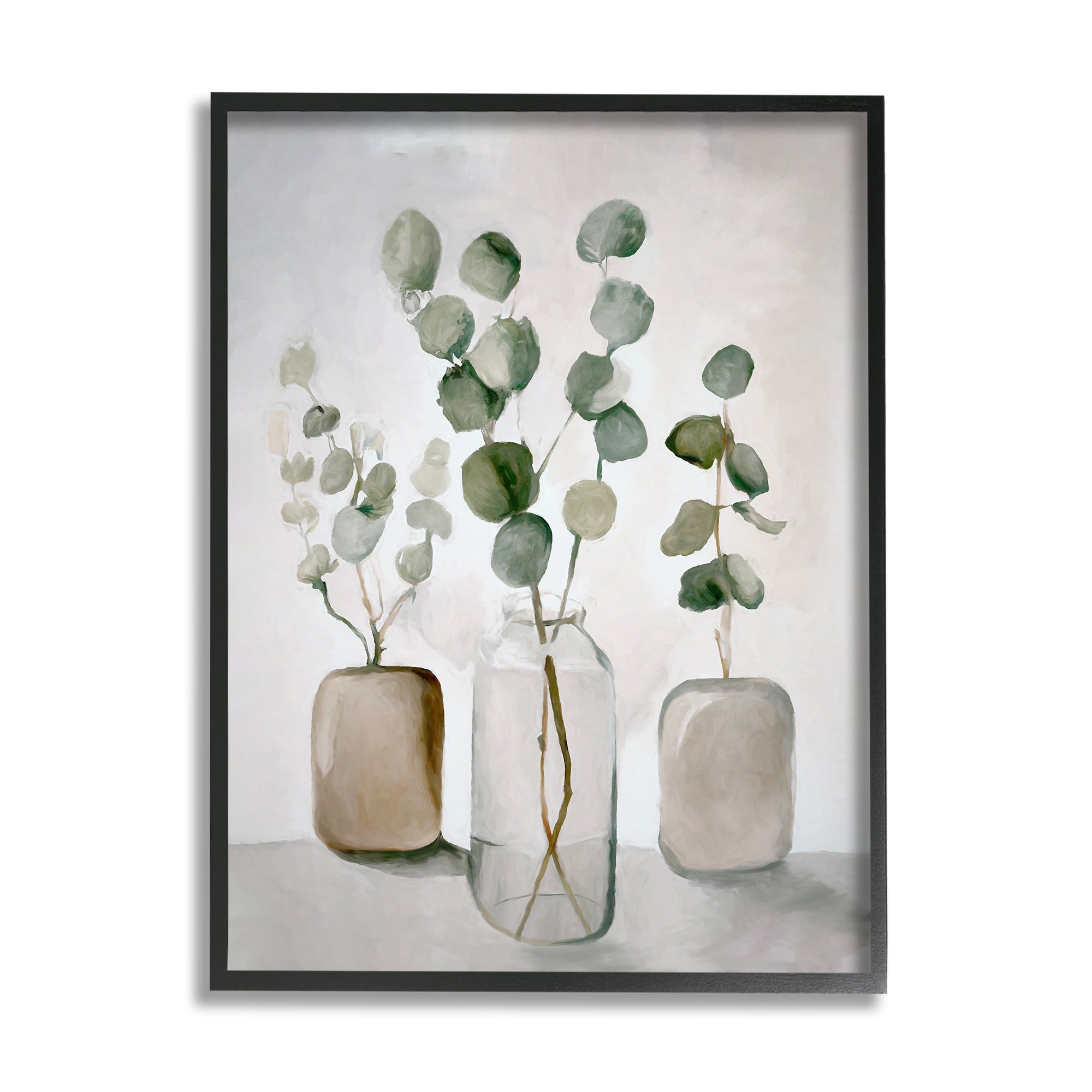Stupell Industries Eucalyptus Still Life Botanical & Floral Painting Black Framed Art Print Wall Art, 16 x 20