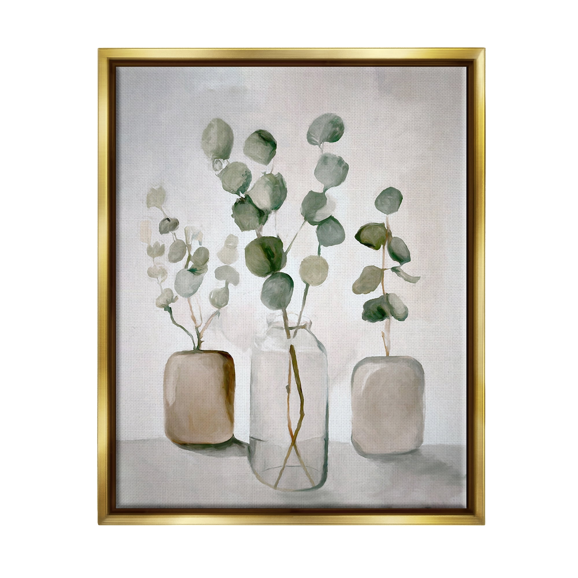 Stupell Industries Eucalyptus Still Life Botanical & Floral Painting Gold Floater Framed Canvas Art Print Wall Art, 25 x 31