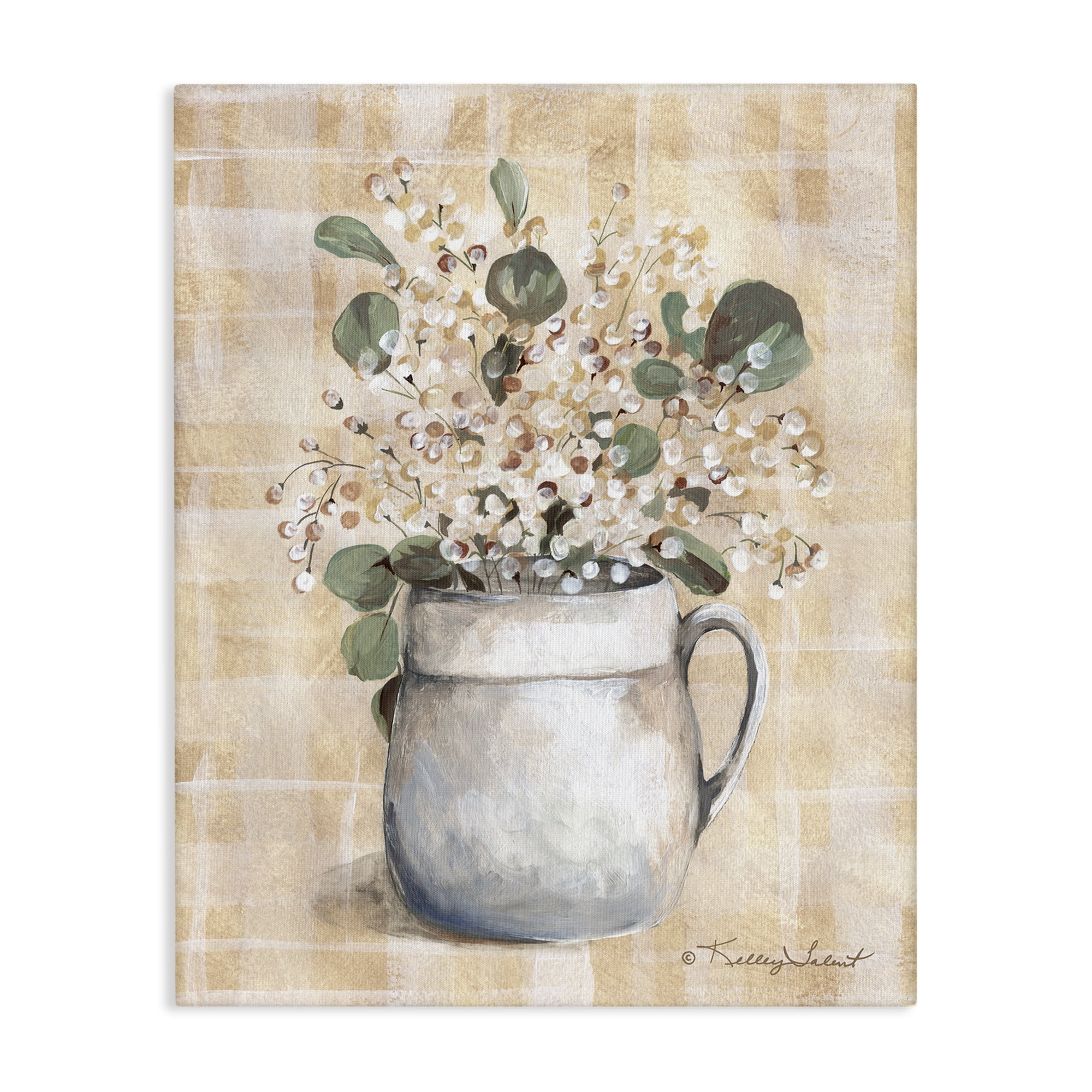 Stupell Industries Eucalyptus in Pottery Botanical & Floral Painting Gallery Wrapped Canvas Art Print Wall Art, 24 x 30
