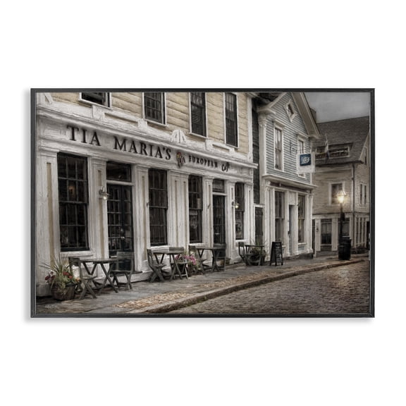 Stupell Industries European Cafe Architecture Architecture Painting Black Framed Art Print Wall Art, 18 x 12