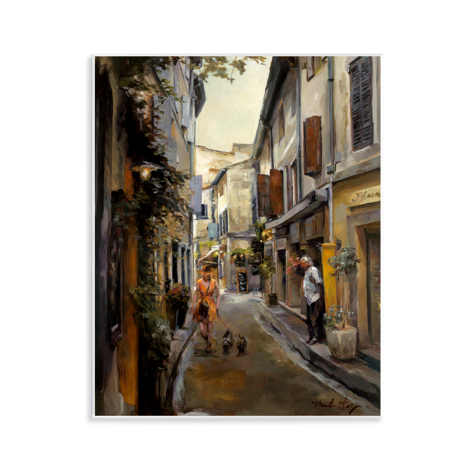 Stupell Industries European City Dog Walk Buildings & Architecture Painting Unframed Art Print Wall Art, 11 x 14