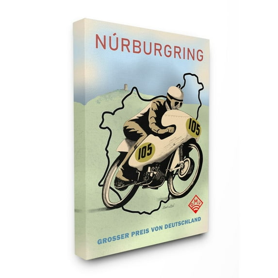 Stupell Industries European Grand Prix Sports Poster Vintage Motorcycle Canvas Wall Art Design by Mark Rogan, 16" x 20"