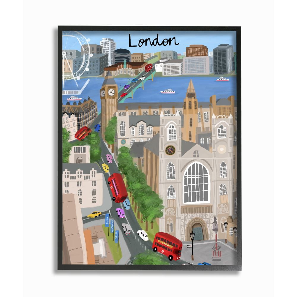 London Skyline Print in Black Frame, 16" x 20"