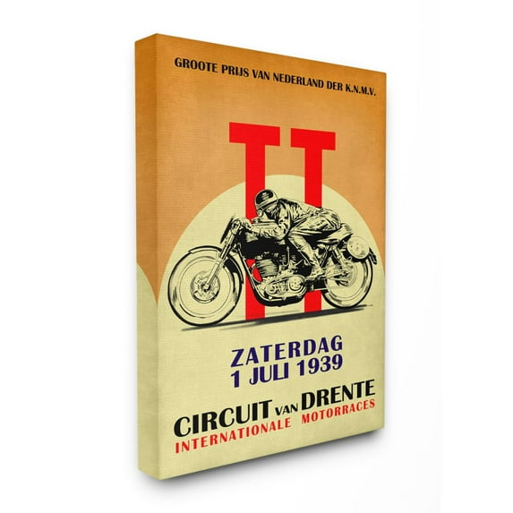 Stupell Industries European Racing Circuit Poster Motorcycle Sport Vintage Canvas Wall Art Design by Mark Rogan, 30" x 40"
