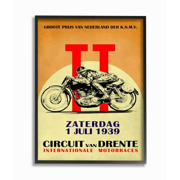 Stupell Industries European Racing Circuit Poster Motorcycle Sport Vintage Framed Wall Art Design by Mark Rogan, 11" x 14", Gray Framed