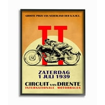 Stupell Industries European Racing Circuit Poster Motorcycle Sport Vintage Framed Wall Art Design by Mark Rogan, 16" x 20", Black Framed