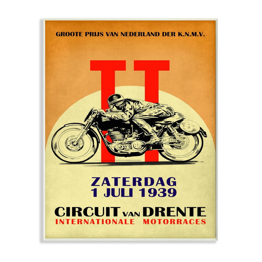 Stupell Industries European Racing Circuit Poster Motorcycle Sport Vintage Graphic Art Unframed Art Print Wall Art, 13x19, by Mark Rogan