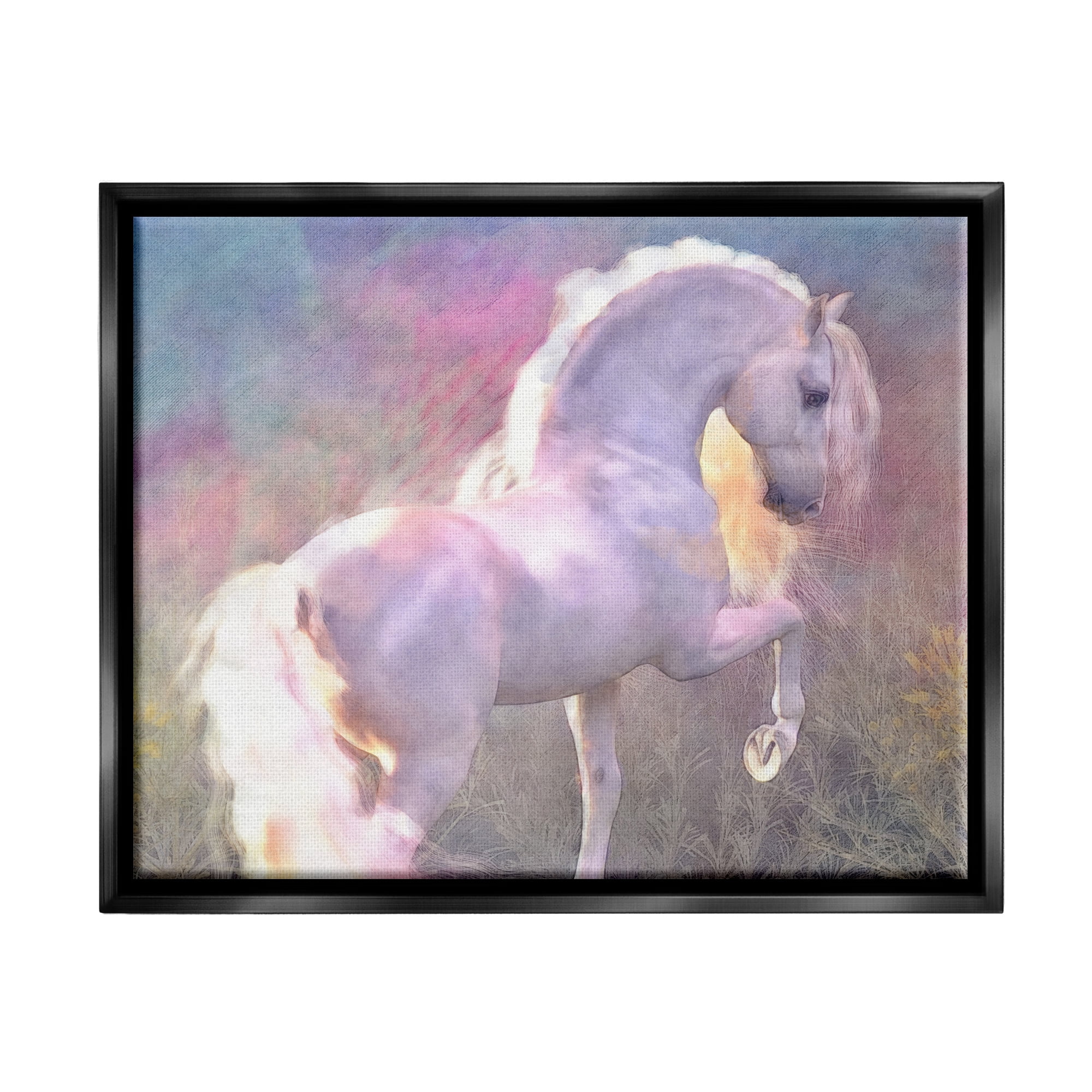 Stupell Industries Evenglow Pastel Horse Animals & Insects Painting Black Floater Framed Canvas Art Print Wall Art, 21 x 17
