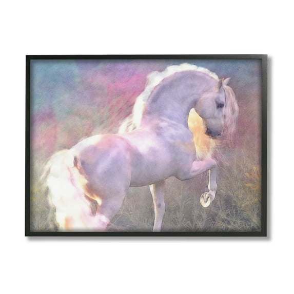 Stupell Industries Evenglow Pastel Horse Animals & Insects Painting Black Framed Art Print Wall Art, 20 x 16