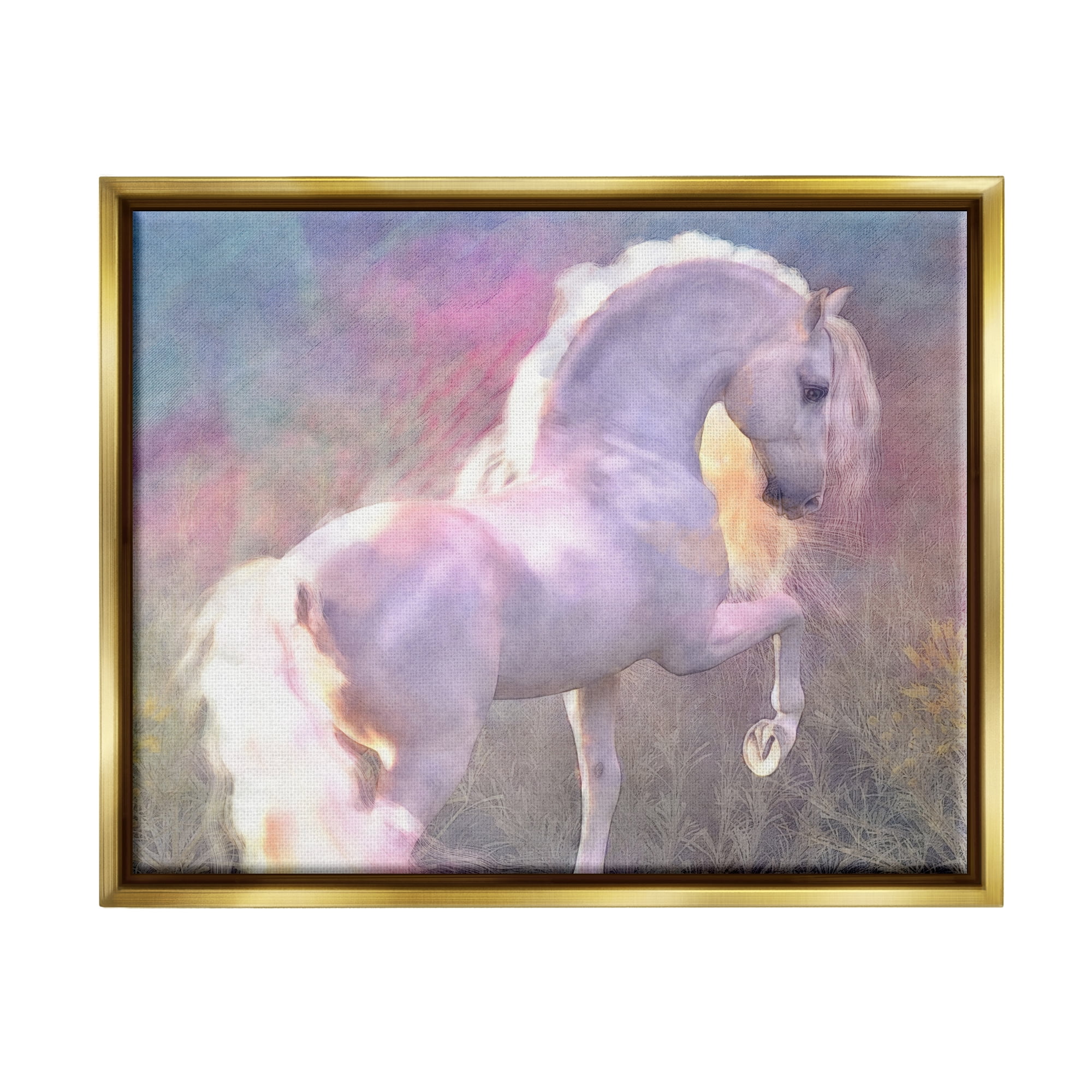 Stupell Industries Evenglow Pastel Horse Animals & Insects Painting Gold Floater Framed Canvas Art Print Wall Art, 31 x 25