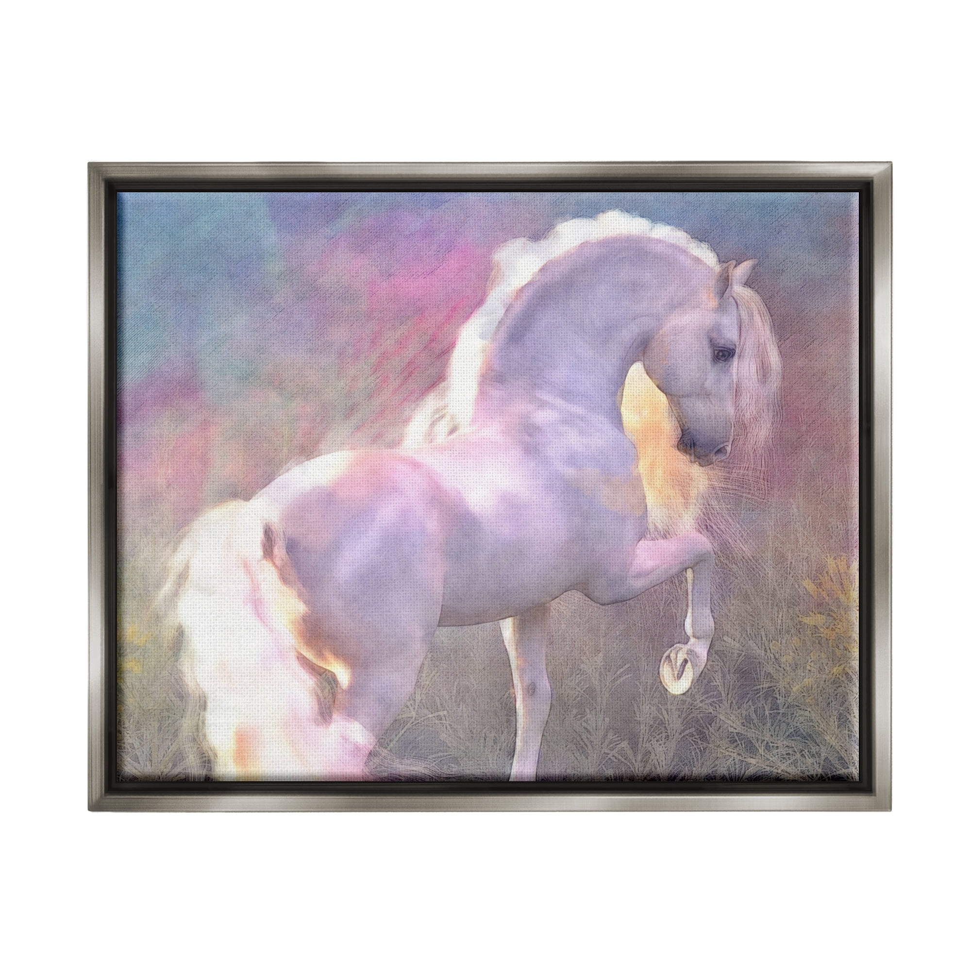 Stupell Industries Evenglow Pastel Horse Animals & Insects Painting Gray Floater Framed Canvas Art Print Wall Art, 31 x 25