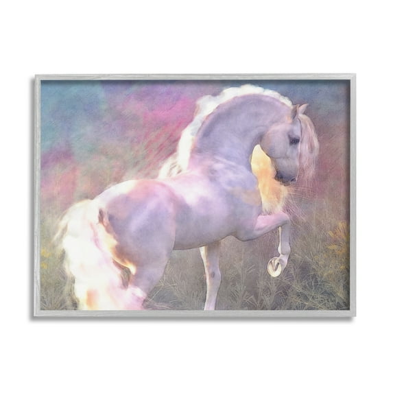 Stupell Industries Evenglow Pastel Horse Animals & Insects Painting Gray Framed Art Print Wall Art, 30 x 24